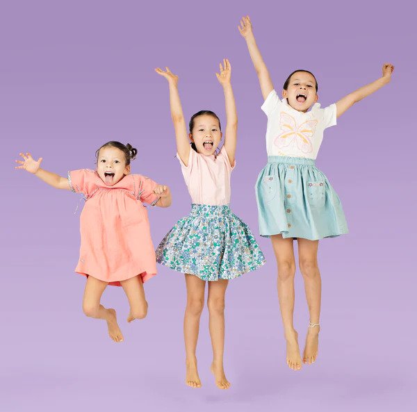 Young children jumping
